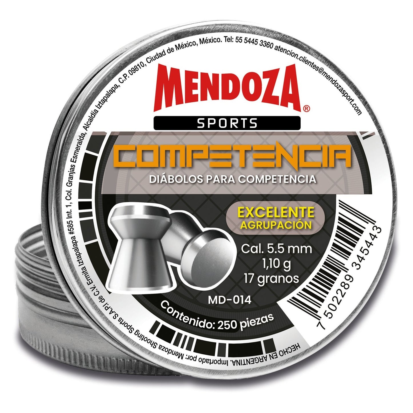 Diábolo Mendoza Competencia Punta Plana 5.5mm 250 Piezas