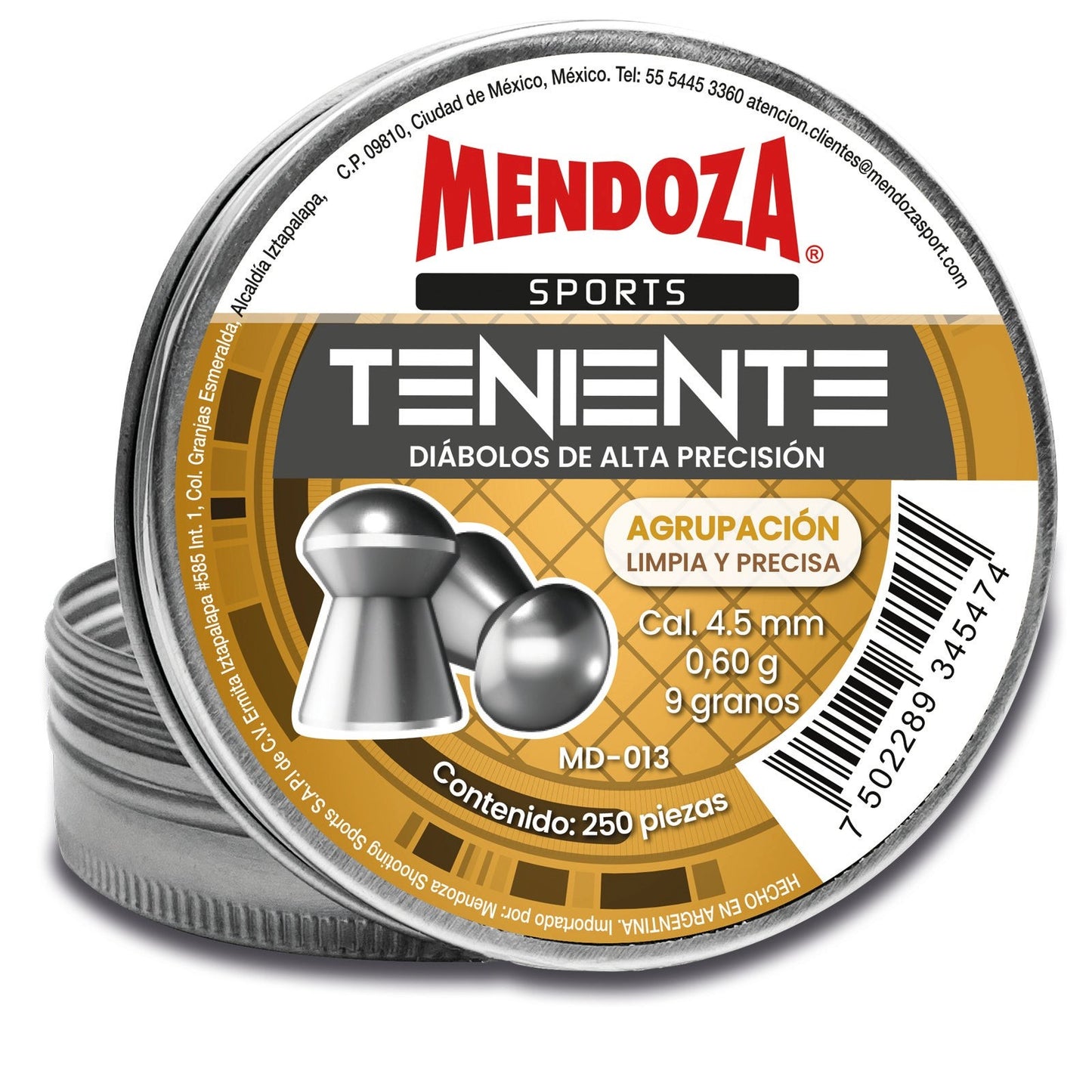 Diábolo Mendoza Teniente Punta Domo 4.5mm 250 Piezas