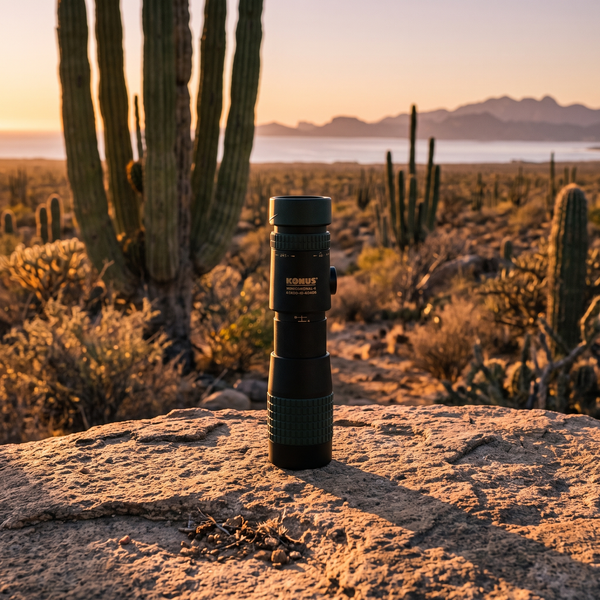 Monocular Konus KonuSmall-3 Zoom 8-24x40 — En roca en desierto de Baja [ia:1]