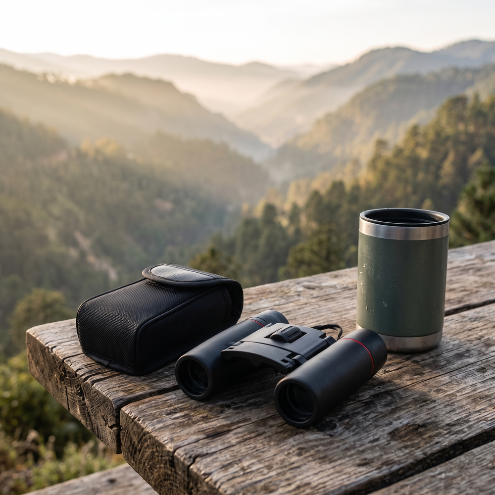 Binocular Mendoza MODS-003 8x21 — Con su estuche en mirador de la sierra [ia:1]