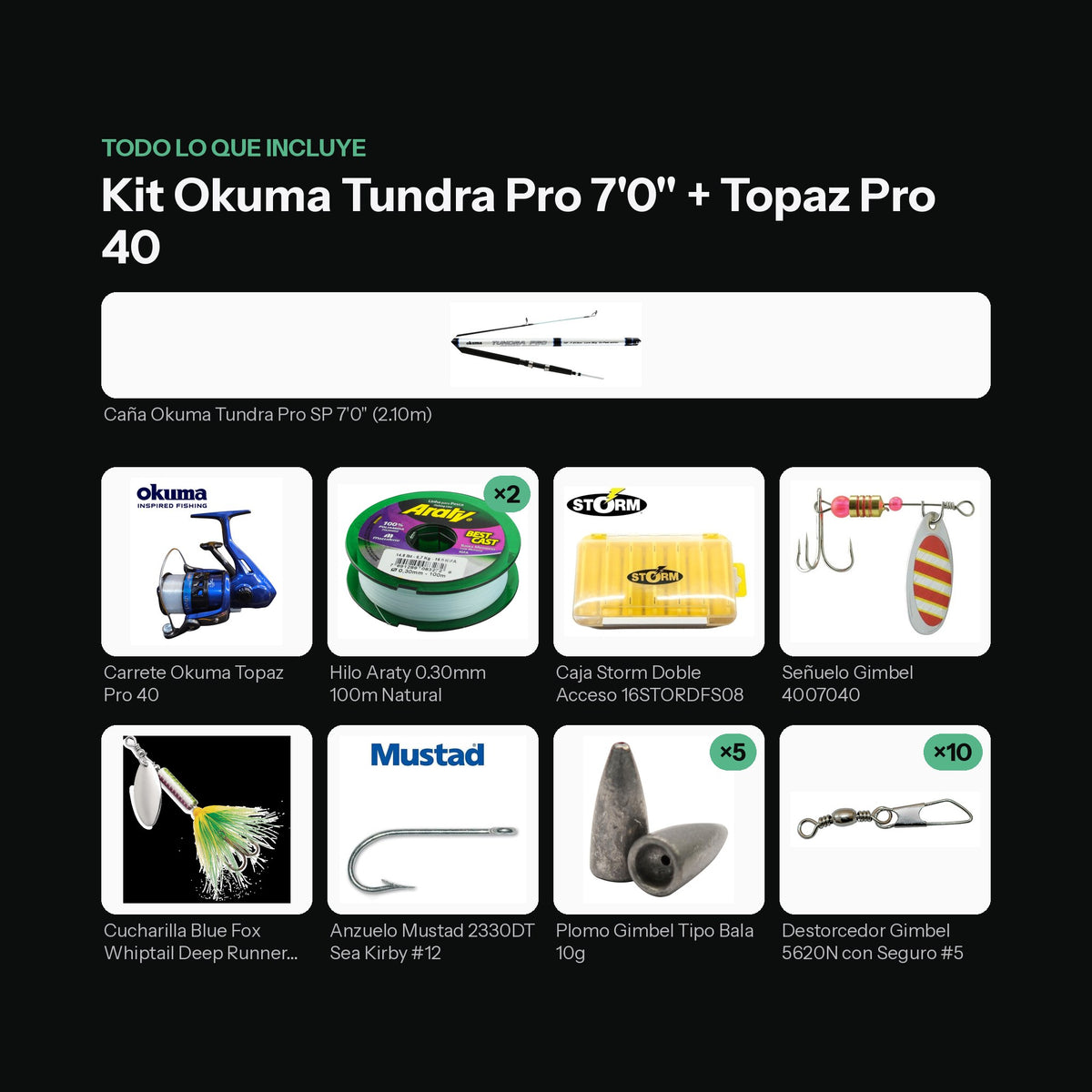 Kit Listo para Pescar Okuma Tundra Pro 7'0" + Topaz Pro 40: todo lo que incluye [kit-portada]